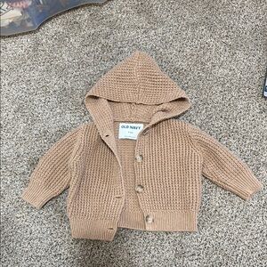 Old Navy Beige Hooded Knit Cardigan